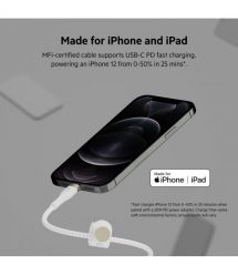 Belkin Кабель USB-С - Lightning BRAIDED SILICONE 1m White