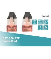 Digitus Патч-корд CAT 6 S-FTP, 0.25м, AWG 27/7, LSZH, чорний