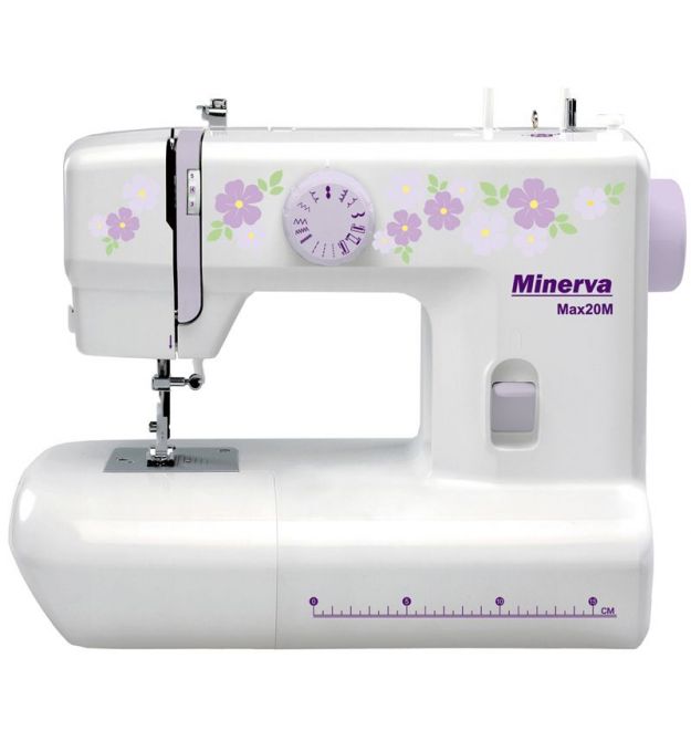 Швейная машина МINERVA Max20M, электромех., 70 Вт, 15 швейных операций, петля полуавтомат, белый с рисунком