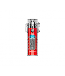Зажигалка дуговая с фонариком KY-RD, LED 3 режима, Li-ion 260mAh, Type-C, IP56, 95x28mm, Red, BOX