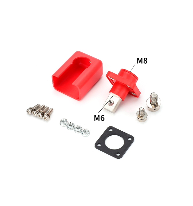 Корпусна прохідна клема М8-M6, 200A, 1000V, мідь, Red