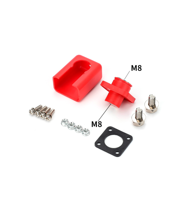 Корпусна прохідна клема М8-M8, 200A, 1000V, мідь, Red