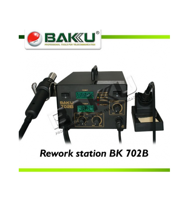 Паяльная станция BAKKU BK-702B цифровая индикация, фен, паяльник (325*270*190) 4,88 кг