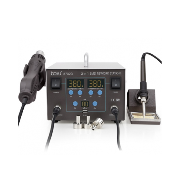 Паяльная станция BAKKU BA-8702D цифровая индикация, фен, паяльник (335*276*210) 4,43 кг