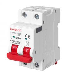 Модульный автоматический выключатель Enext e.mcb.stand.60.2.C50, 2р, 50А, C, 6кА