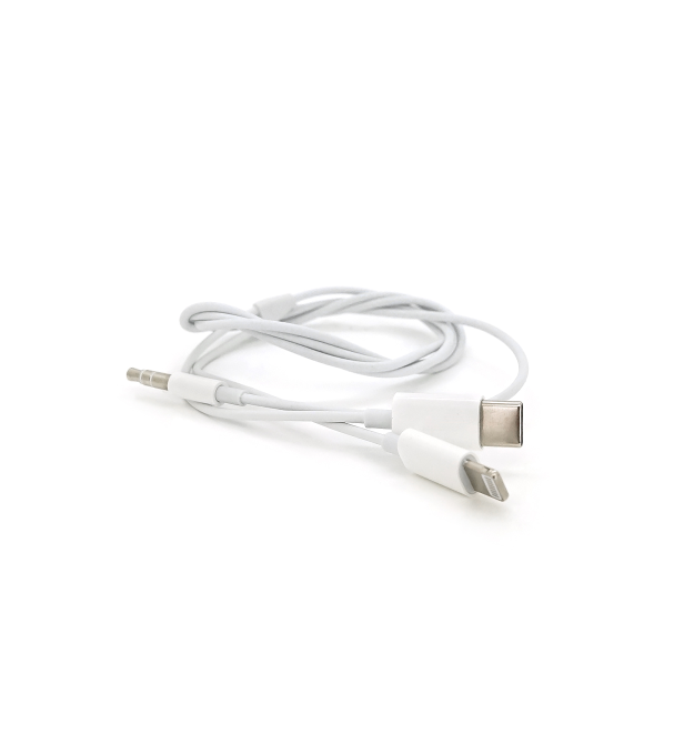 Кабель-перехідник JH-CM32 Jack 3.5mm(M) - Lighting(M)+Type-C(M), 1м, White, Box