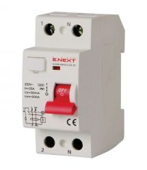 Выключатель дифференциального тока Enext e.rccb.stand.2.25.30 2р, 25А, 30mA