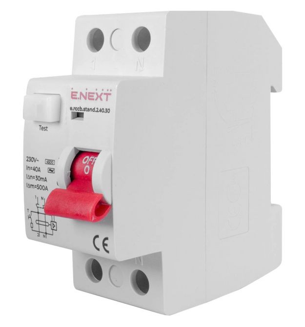 Выключатель дифференциального тока Enext e.rccb.stand.2.40.30 2р, 40А, 30mA