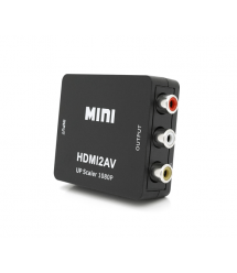 Конвертер Mini, HDMI to AV, ВИХІД 3RCA(мама) на ВХІД HDMI(мама), 720P - 1080P, Black, BOX