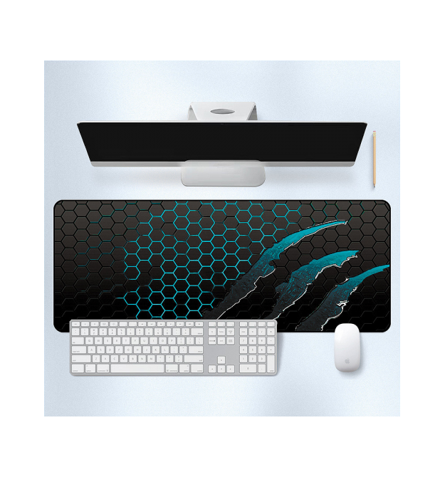 Килимок 300*800 тканинний Honeycomb з боковою прошивкою, товщина 2 мм, колір Black - Blue, Пакет