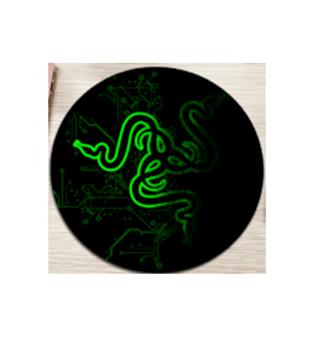 Килимок 220*220 мм тканинний RAZER 13 з боковою прошивкою (круглий), товщина 3 мм, колір Black - Green, Пакет