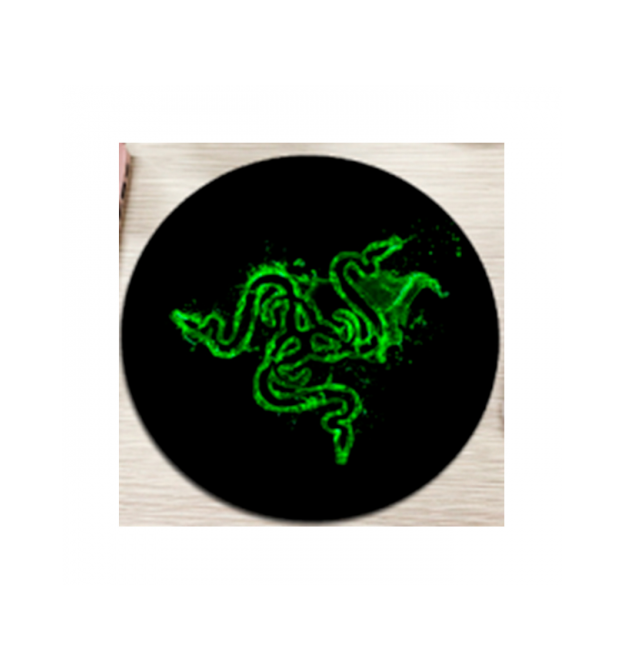 Килимок 220*220 мм тканинний RAZER 17 з боковою прошивкою (круглий), товщина 3 мм, колір Black - Green, Пакет