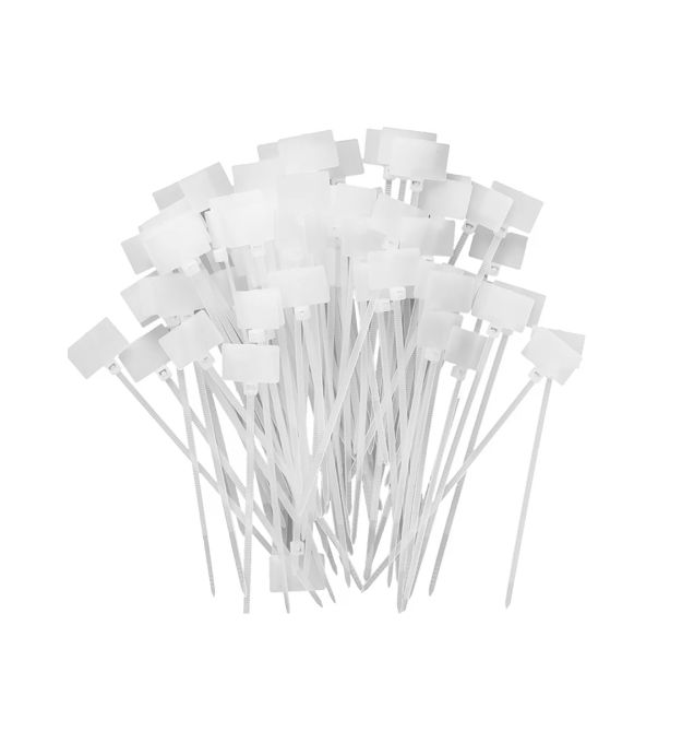 Стяжки нейлон з маркером 4х150mm білі (100 шт) висока якість, діапазон робочих температур: від -35С до +85С