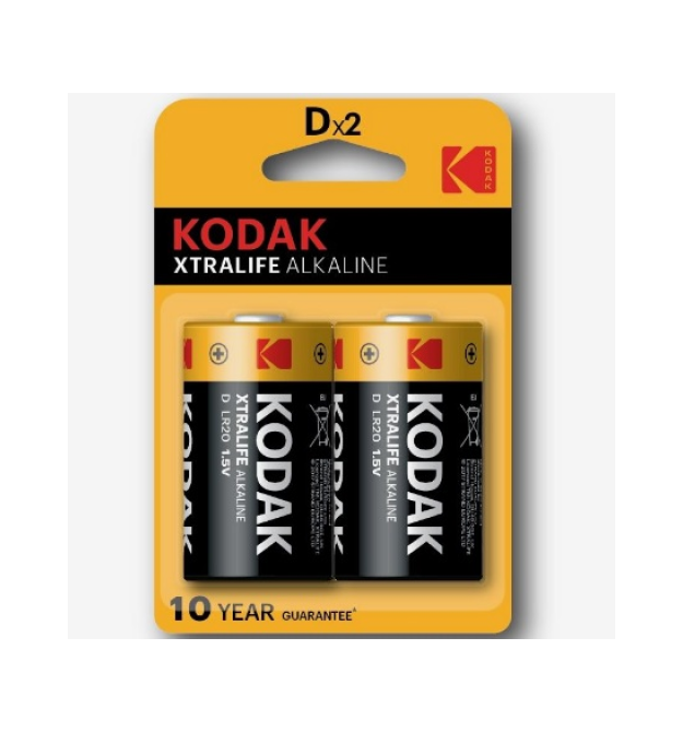 Батарейка лужна KODAK XTRALIFE LR20, 2шт в блістері, ціна за блістер