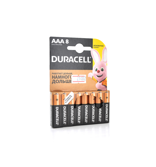 Батарейка лужна DURACELL LR03 (ААА) MN2400, 8шт в блістері, ціна за блістер