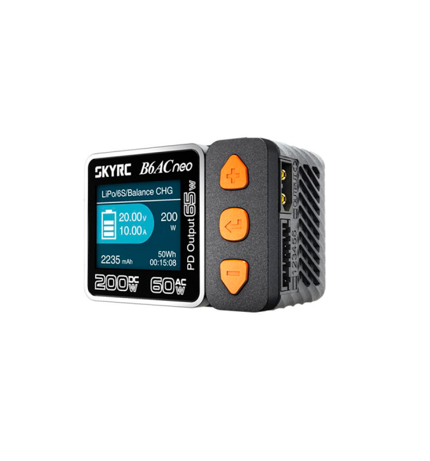 Універсальне ЗУ SKYRC B6AC, DC200W, AC60W, 27V, 10A, LCD, балансир, від 1 до 6 осередків, DC - PD