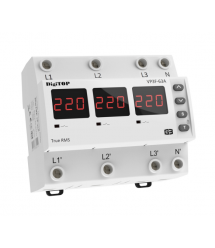 Реле напруги дворежимне одно - трифазне VP-3F63А M6R на DIN-рейку, 3*63А, 3*13500Вт, 120-270В, шестимодульне з індикатором напру