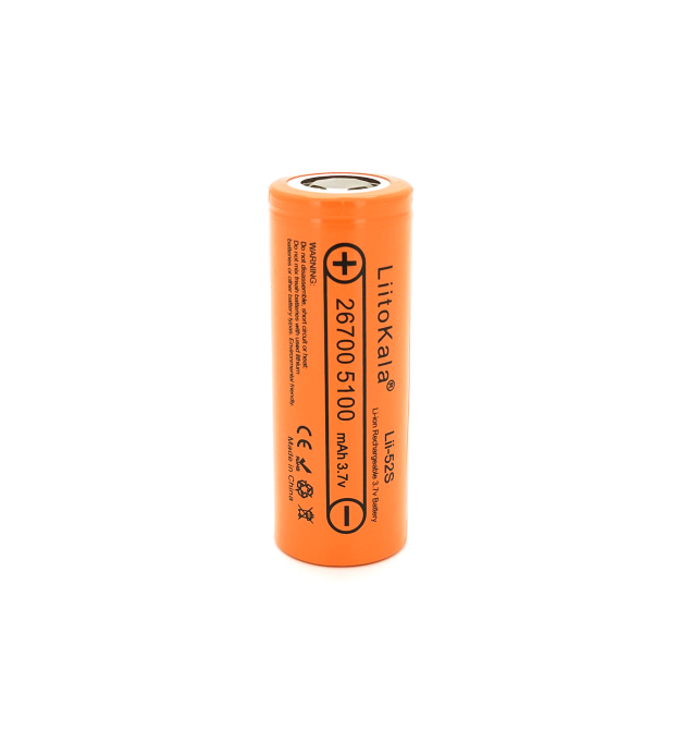 Акумулятор 26700 Li-Ion LiitoKala Lii-52S, 5000mAh (5100-5200mAh), 10A, 3.7V (2.75-4.2V), Orange, 2 шт в упаковці, ціна за 1 шт