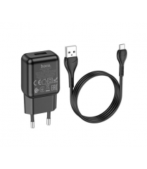 Набір СЗУ 110-240V HOCO C96A+ кабель Micro, 1xUSB, 2.1A, кабель 1м, Black, Blister