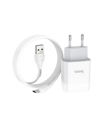 Набір СЗУ 110-240V HOCO C73A+ кабель Type-C, 2xUSB, 2.4A, кабель 1м, White, Blister