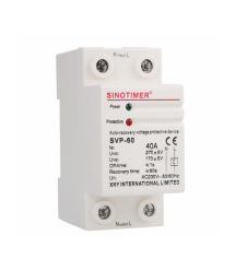 Захисне реле з контролем напруги SVP-60, 40A, LED-індикація, 220В, на DIN-рейку 2P