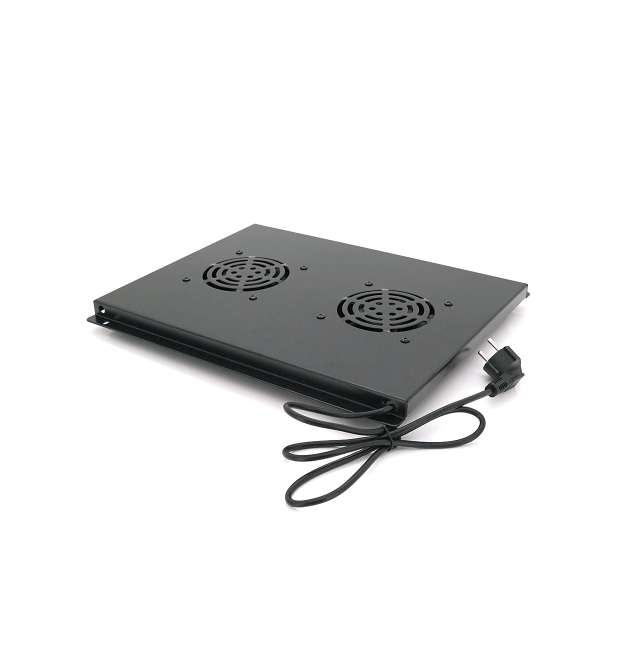 19 вентиляторний модуль Merlion, 2 вентилятори та 1*Schuko, для шафи глибиною 600 мм, чорний