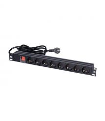 Блок розеток Trinix TRX-PDU-8M-16А Black для коммутационного шкафа 19" на 8 розеток, с выключателем