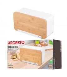 ARDESTO Хлебница Midori 33х13х18см, металл, бамбук, белый