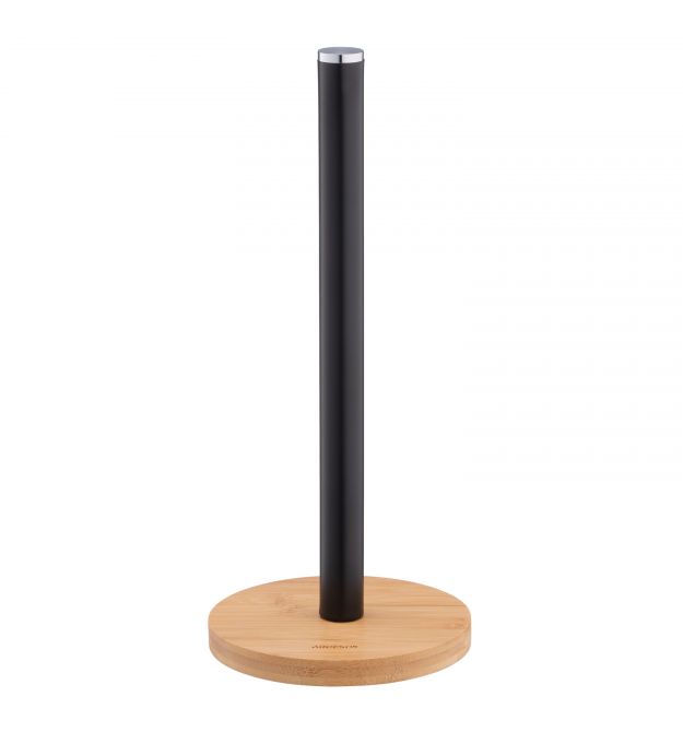 Тримач для паперових рушників Ardesto Midori 15х34см, метал, бамбук, чорний