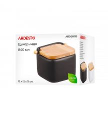 Цукорниця Ardesto Midori 12х12х11см, 840мл, кераміка, бамбук, чорна