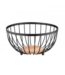Кошик Ardesto Midori 25х25х13см, метал, дерево, чорний