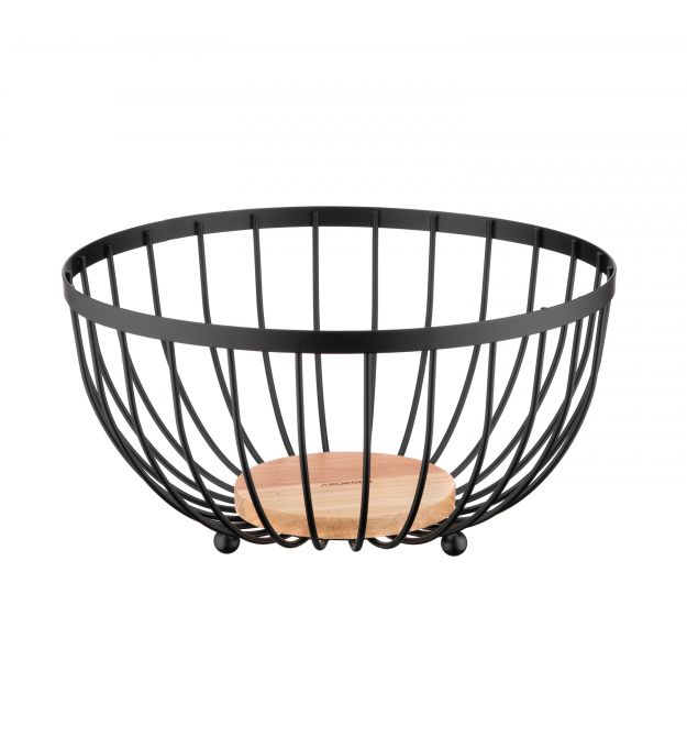 ARDESTO Корзина Midori 25х25х13см, металл, дерево, черный