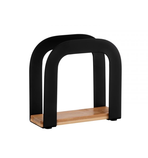 Серветниця Ardesto Midori 12х4.5х12см, метал, бамбук, чорна