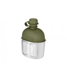 2E Tactical Фляга тактична у чохлі Flask WB01, 1л, з кружкою для їжі, олива