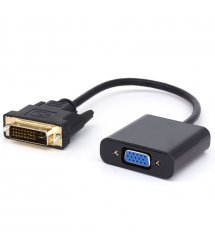 Конвертер DVI-D (24+1) (тато) на VGA (мама) 10cm, Black, 4K/2K, Пакет Q250