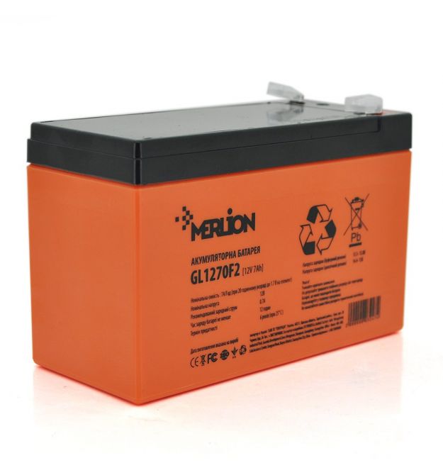 Аккумуляторная батарея MERLION GL1270F2 12 V 7Ah ( 150 x 65 x 95 (100) Orange Q10 - 480