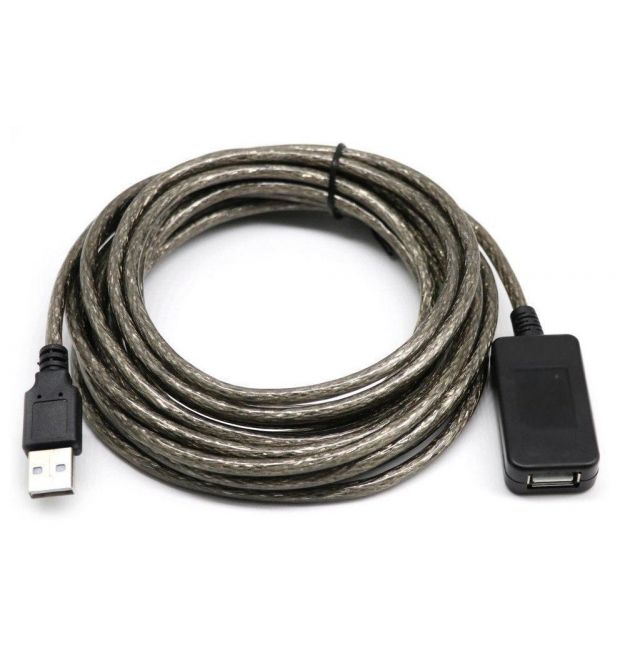 Активный удлинитель USB 2.0 AM / AF, 10m, прозрачный с чипом Q50