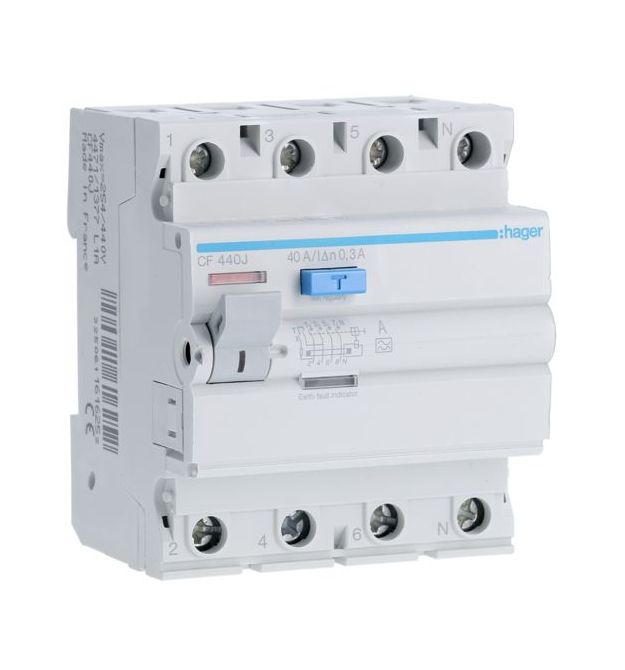 Устройство защитного отключения 4P, In-40А, I∆n-300 мА, Тип А, ширина 4М