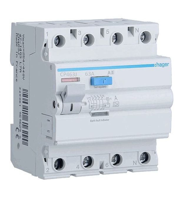 Устройство защитного отключения 4P, In-63A, I∆n-300 мА, Тип А, селективное, ширина 4М