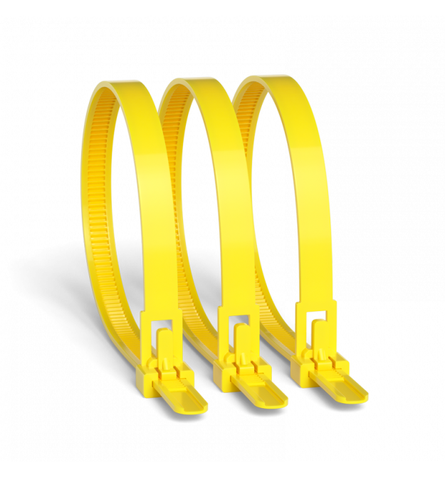 Стяжка багаторазова 250х8.0 мм, 100 шт, жовта