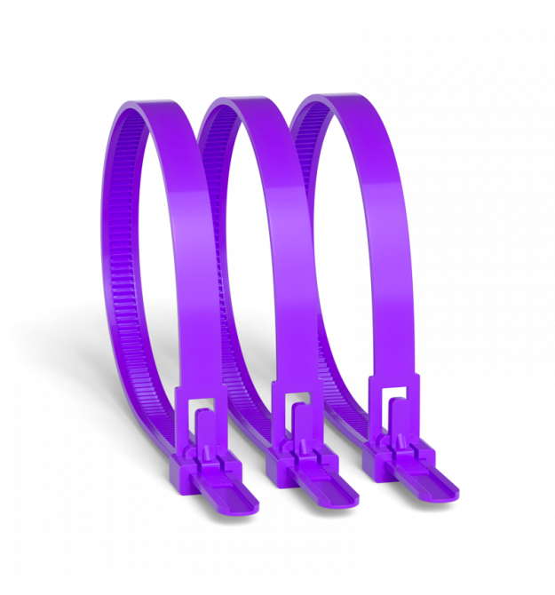 Стяжка багаторазова 250х8.0 мм, 100 шт, фіолетова