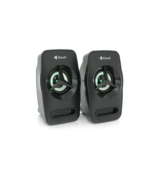 Колонки 2.0 Kisonli L-3030 для ПК та ноутбука, USB + 3.5mm, 2x3W, 20Hz-20KHz, 20X11X13mm, black