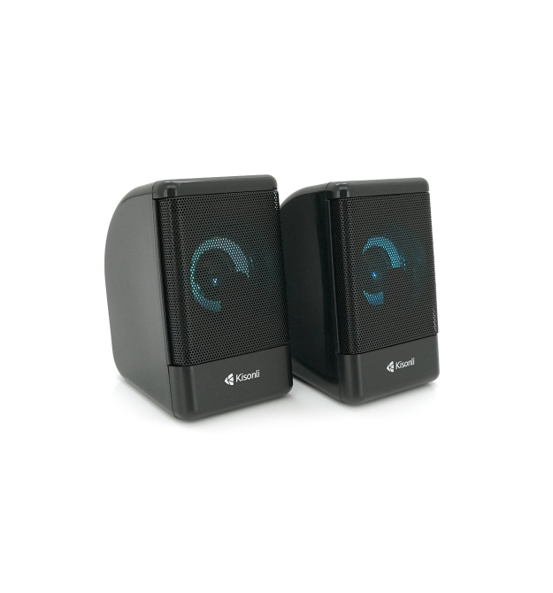 Колонки 2.0 Kisonli L-8080 для ПК та ноутбука, USB + 3.5mm, 2x3W, 20Hz-20KHz, 20X11X13mm, black