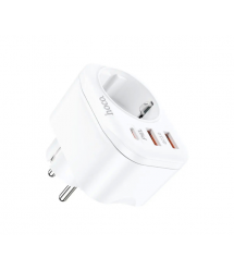 Мережевий фільтр HOCO NS3 на 4 розетки + 3 USB, 20W, 220В, White