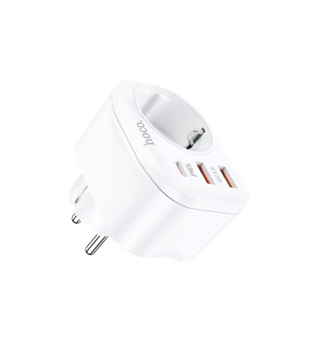 Мережевий фільтр HOCO NS3 на 4 розетки + 3 USB, 20W, 220В, White