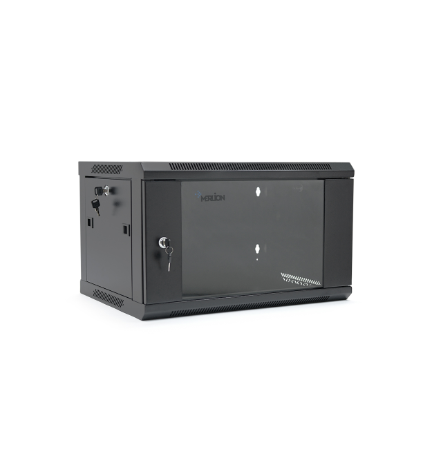 Шафа Merlion 4U, 600*350*279 (Ш*Г*В)мм загартоване скло, чорна, сталь 1,2мм, із замком (у розібраному вигляді!!!), Black