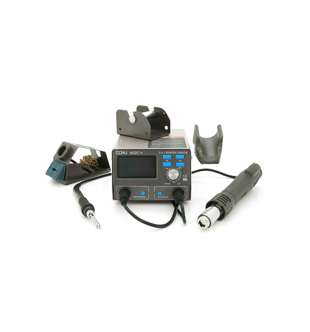 Паяльна станція термоповітряна BAKU BA-602C+ фен, паяльник, цифрова індикація, DC: 220V, 4A, 750W