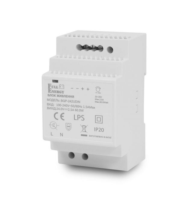 Блок питания Full Energy BGP-242UDIN 24 В / 2.5 А для крепления на DIN рейку