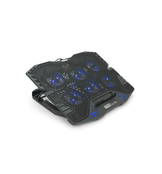 Підставка для ноутбука IceCoorel K8, 10-17, 6*70mm 1800 RPM10%, корпус пластик+алюміній, 2xUSB2.0 + LCD, 365*297*30mm, Black, Bo