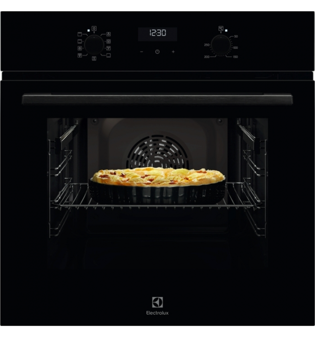 Electrolux Духовой шкаф электрический, 65л, А, пар, дисплей, конвекция, телескопические направляющие, черный
